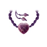 Bratara ajustabila material textil si inima din Ametist, talisman pentru Echilibru